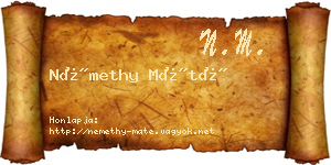 Némethy Máté névjegykártya
