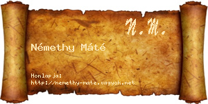 Némethy Máté névjegykártya